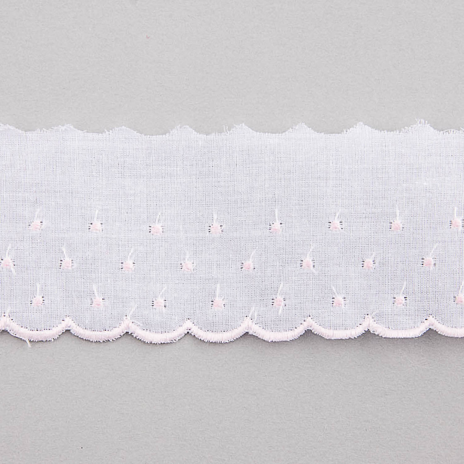 Bande De Batiste Blanc Et Rose 5cm - Ribes y Casals