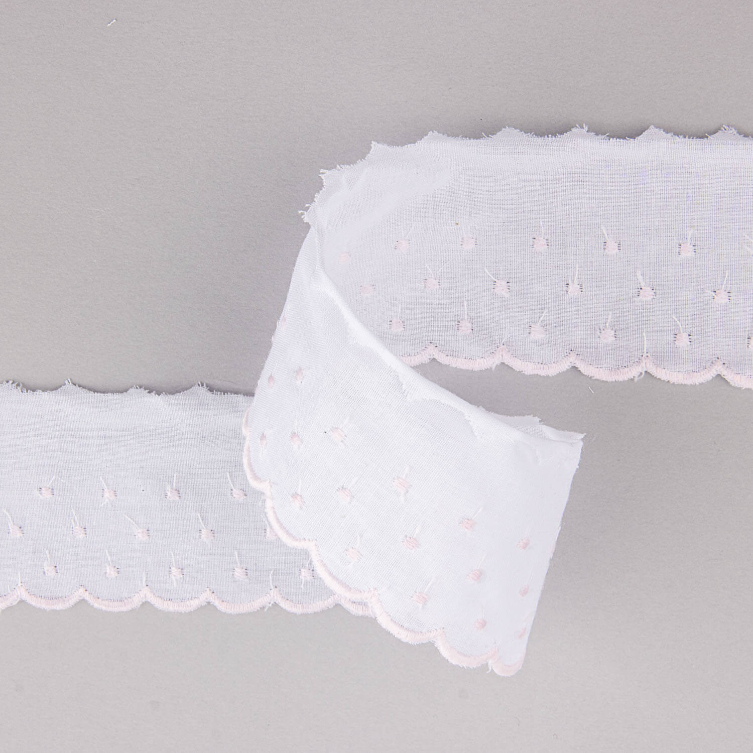 Bande De Batiste Blanc Et Rose 5cm - Ribes y Casals
