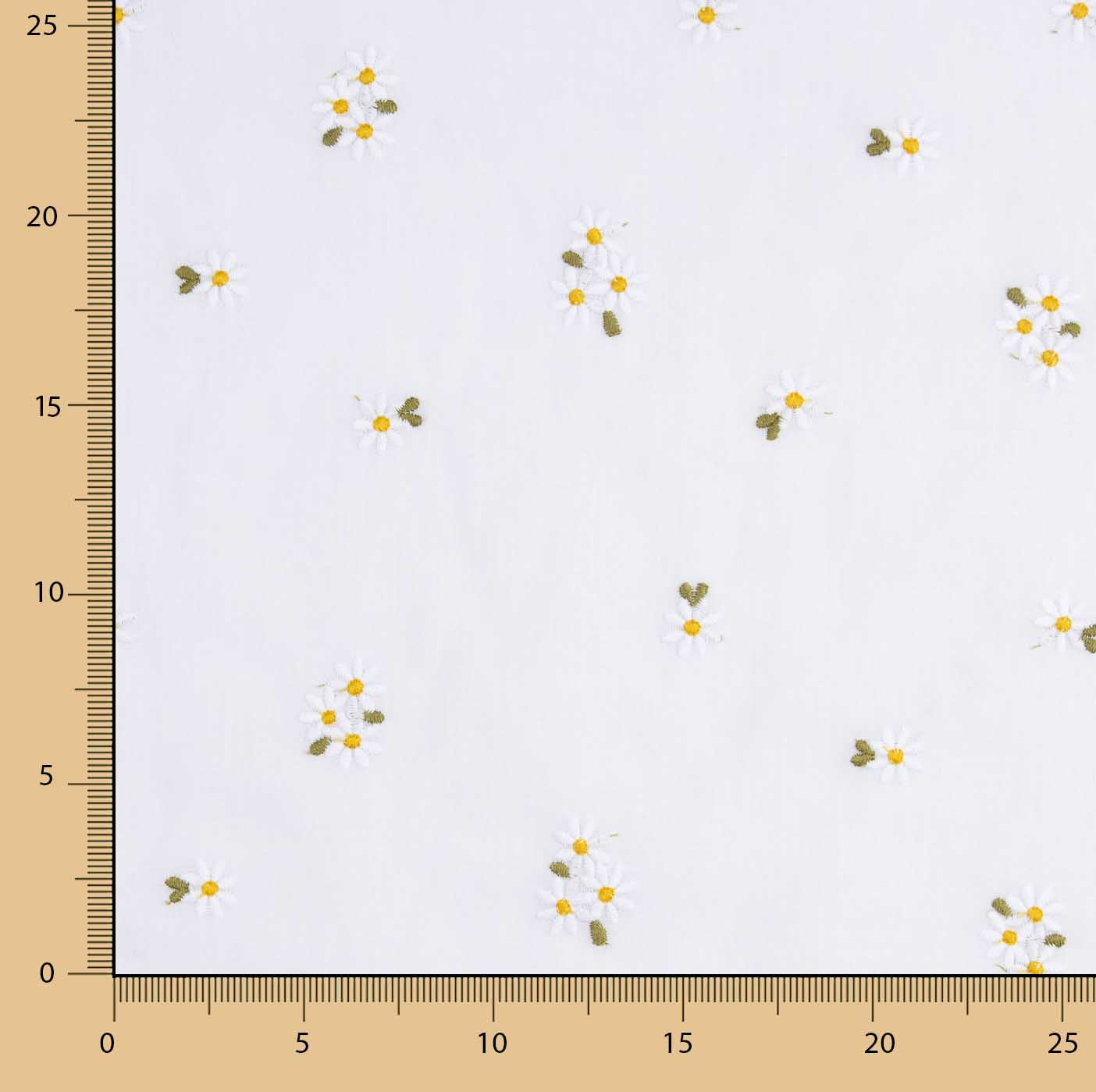 Batiste Coton Brodé Marguerites Blanc - Ribes y Casals