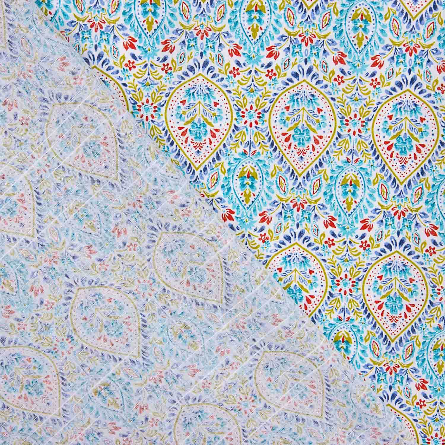 Batiste en coton imprimé gouttes turquoise - Ribes y Casals