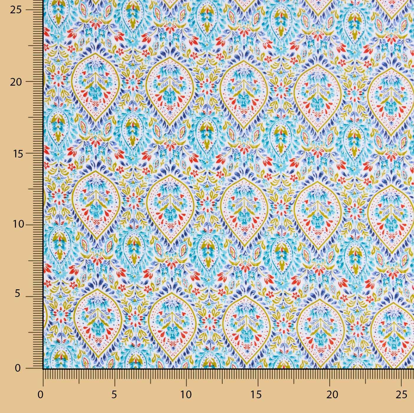 Batiste en coton imprimé gouttes turquoise - Ribes y Casals