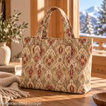 Toile de coton effet lin Ikat oriental taupe - Ribes y Casals