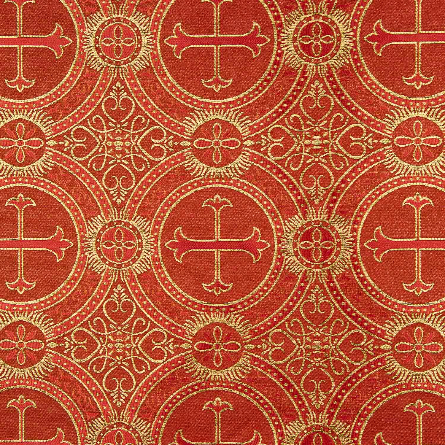 Brocart liturgique Croix médaillon rouge et or - Ribes y Casals