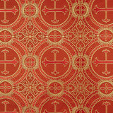 Brocart liturgique Croix médaillon rouge et or - Ribes y Casals