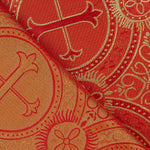 Brocart liturgique Croix médaillon rouge et or - Ribes y Casals
