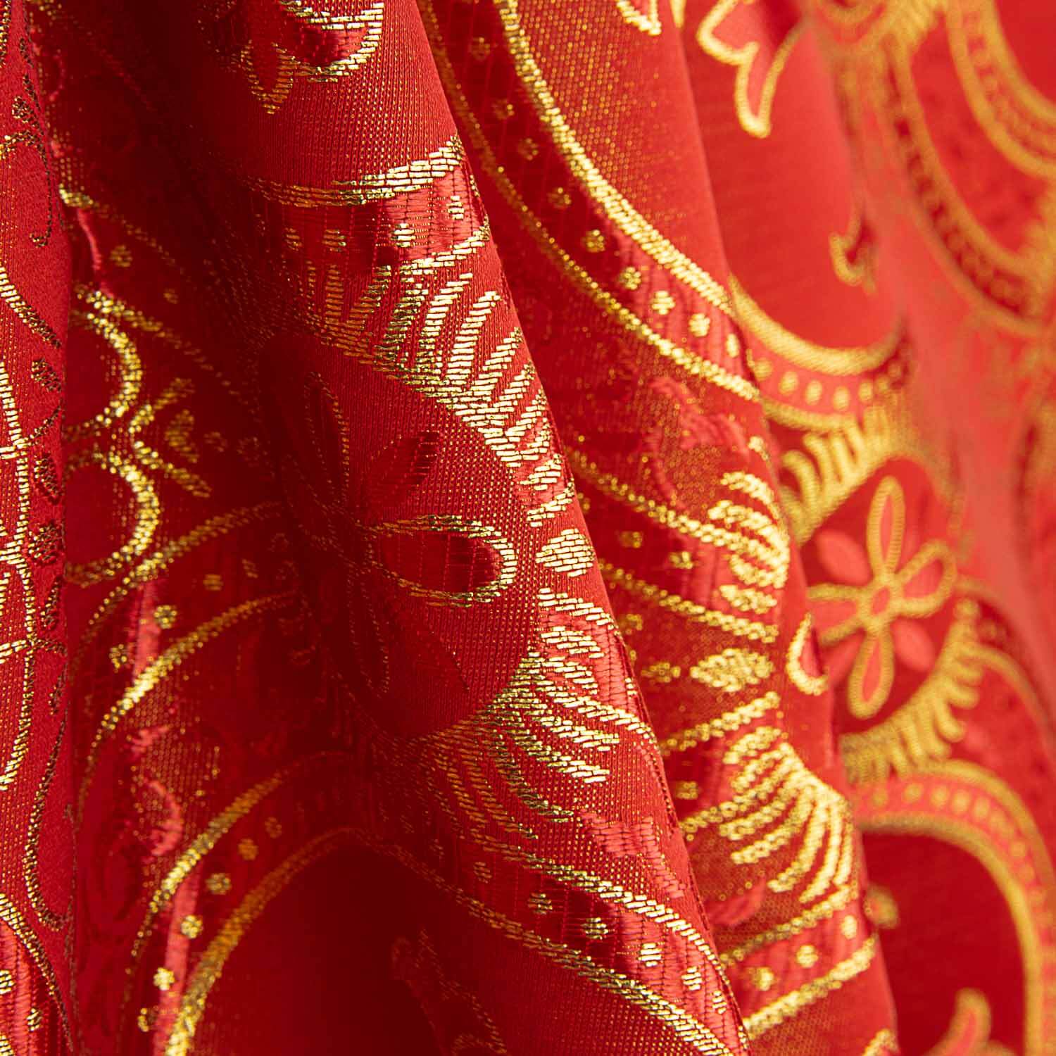 Brocart liturgique Croix médaillon rouge et or - Ribes y Casals