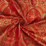Brocart liturgique Croix médaillon rouge et or - Ribes y Casals