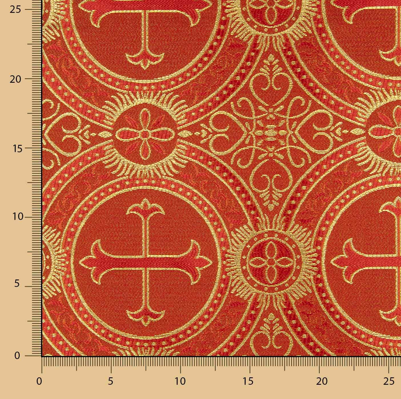 Brocart liturgique Croix médaillon rouge et or - Ribes y Casals