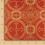 Brocart liturgique Croix médaillon rouge et or - Ribes y Casals