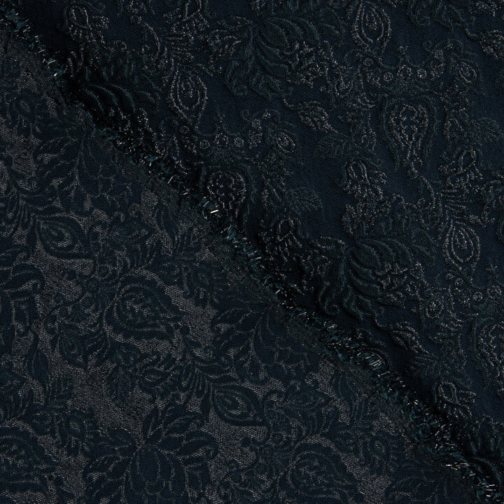Brocart Océan Impérial Bleu Marine Argent - Ribes y Casals