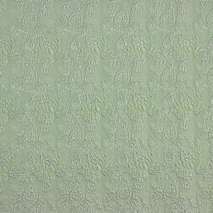 Brocart Jardin Émeraude Vert Sauge Argent - Ribes y Casals