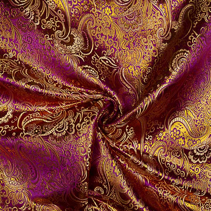 Jacquard violet avec Lurex cachemire doré - Ribes y Casals