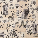 Toile de coton imprimée « Café », cafetières et grains de café - Ribes y Casals