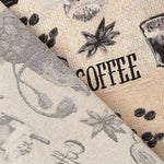 Toile de coton imprimée « Café », cafetières et grains de café - Ribes y Casals