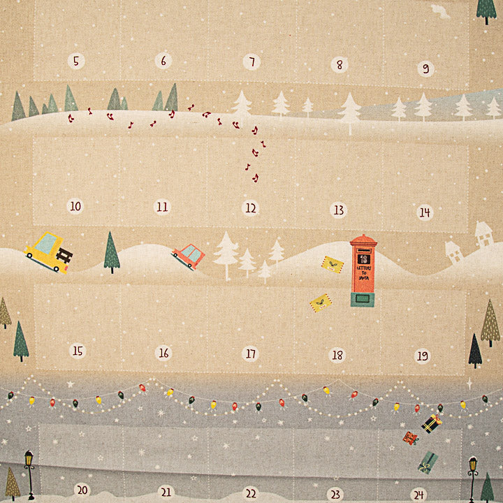 Panneau en tissu de coton « Calendrier de l'Avent pour enfants : L'aventure du Père Noël » – À faire soi-même - Ribes y Casals