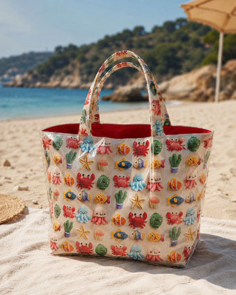 Cretona Coton Fond marin Kawaii - Ribes y Casals