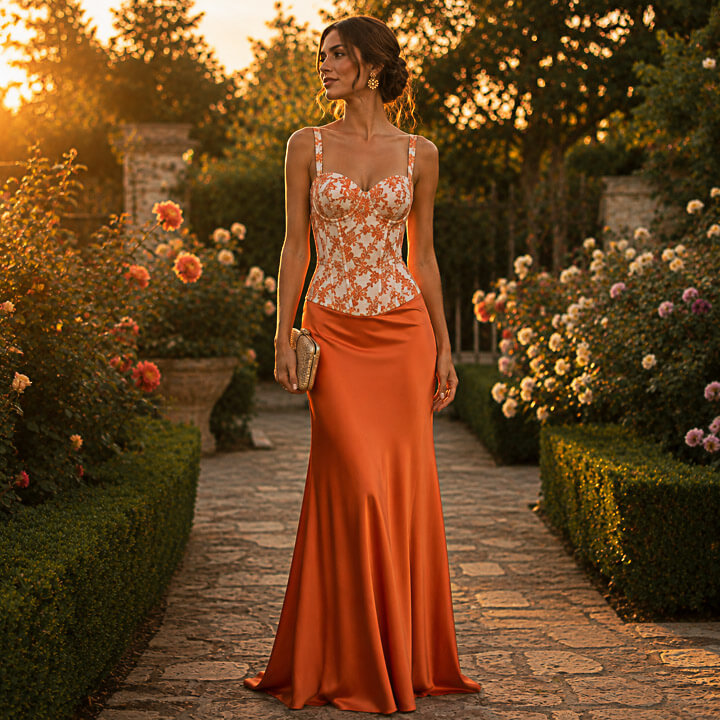 Brocart « Coucher de soleil impérial corail » - Ribes y Casals