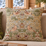 Toile de coton effet tissu de lin « Jardin d'oiseaux » beige - Ribes y Casals