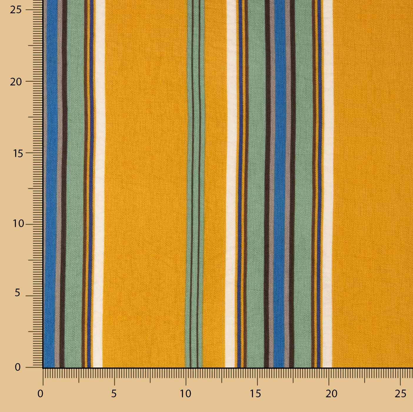 Viscose crêpe avec rayures en moutarde et en bleu - Ribes y Casals