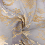 Dévoré floral beige sur mousseline grise - Ribes y Casals