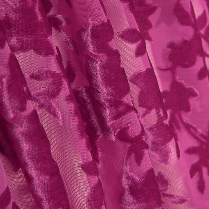 Dévoré floral fuchsia sur mousseline - Ribes y Casals