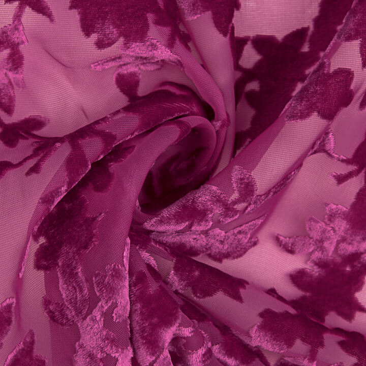 Dévoré floral fuchsia sur mousseline - Ribes y Casals