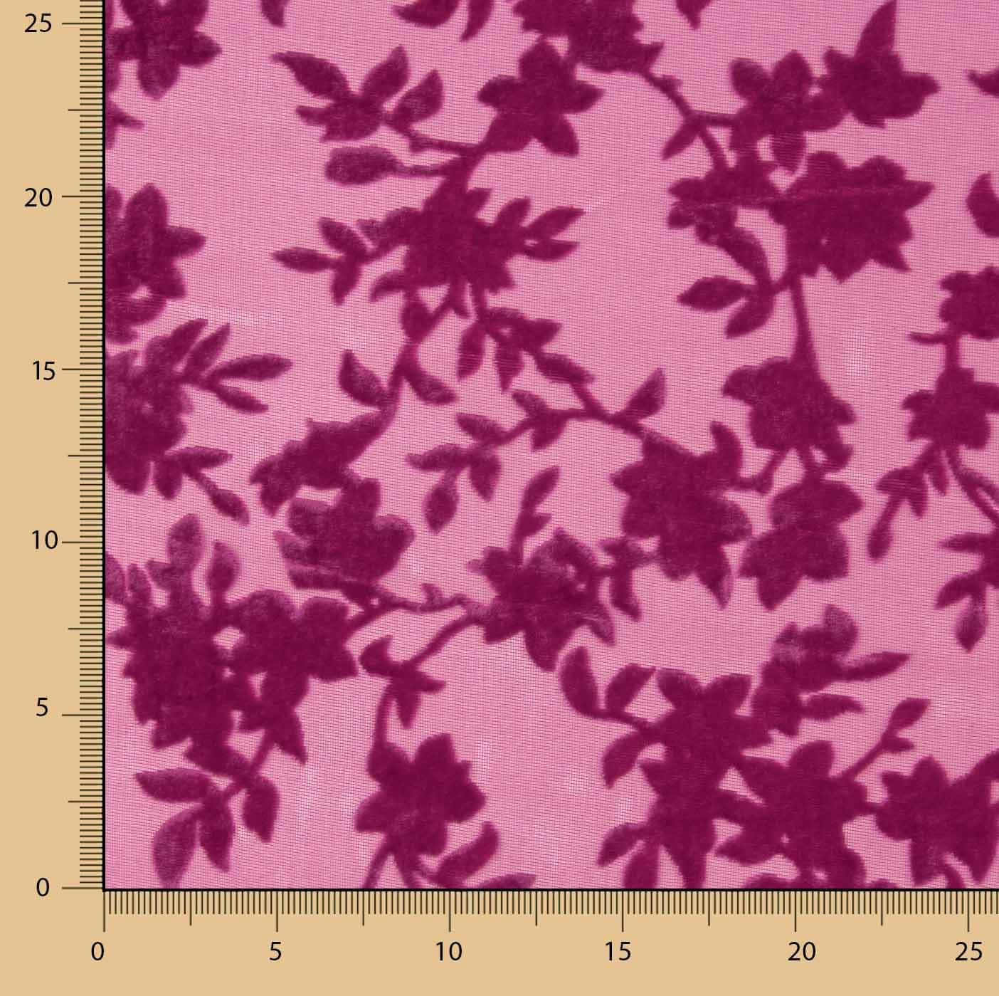 Dévoré floral fuchsia sur mousseline - Ribes y Casals