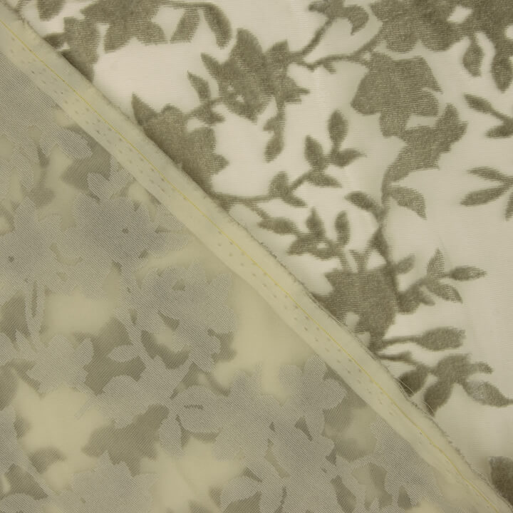 Dévoré floral vert sur mousseline - Ribes y Casals