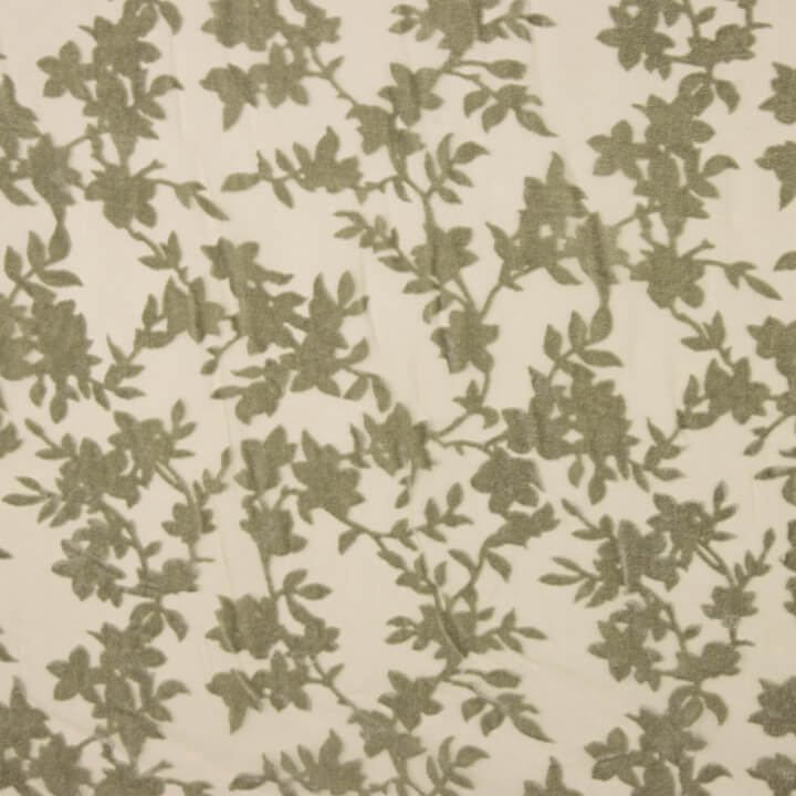 Dévoré floral vert sur mousseline - Ribes y Casals