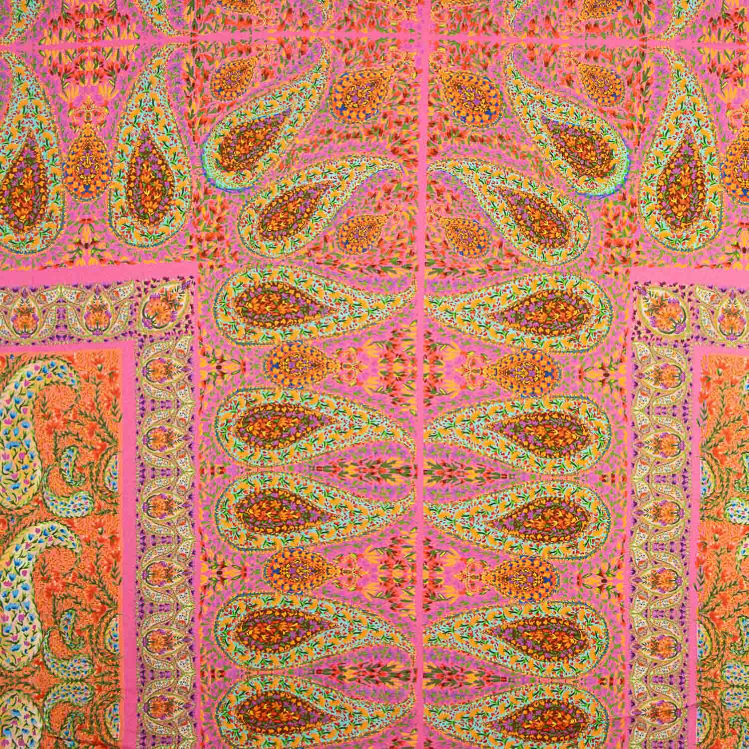 Crêpe de viscose imprimé Paisley Boho fuchsia - Ribes y Casals