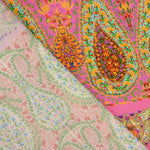 Chutes de crêpe de viscose imprimé motif paisley boho fuchsia - Différentes longueurs x largeur de 140 cm - Ribes y Casals