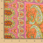 Chutes de crêpe de viscose imprimé motif paisley boho fuchsia - Différentes longueurs x largeur de 140 cm - Ribes y Casals