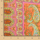 Chutes de crêpe de viscose imprimé motif paisley boho fuchsia - Différentes longueurs x largeur de 140 cm - Ribes y Casals
