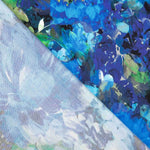 Viscose satinée imprimée fleurs bleu océan - Ribes y Casals