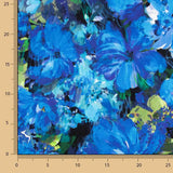 Viscose satinée imprimée fleurs bleu océan - Ribes y Casals