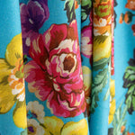 Viscose imprimée fleurs de jardin turquoise - Ribes y Casals