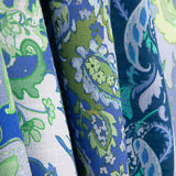 Viscose rustique imprimée cachemire bleu et vert - Ribes y Casals
