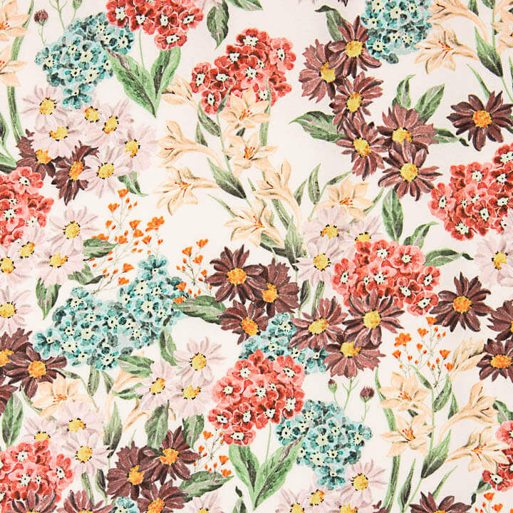 Crêpe de viscose imprimé fleurs aquarelle - Ribes y Casals
