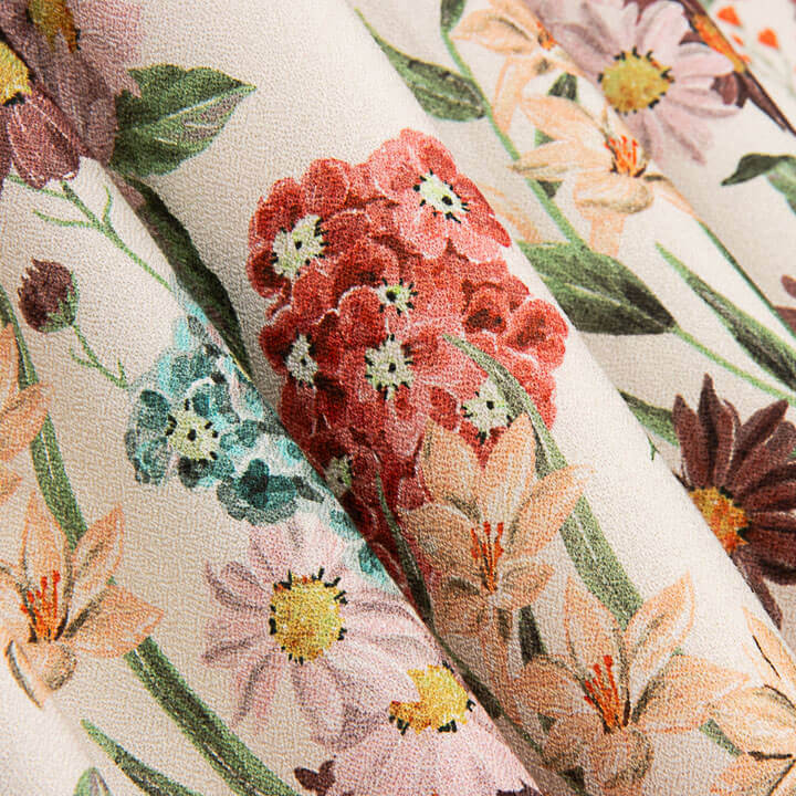 Crêpe de viscose imprimé fleurs aquarelle - Ribes y Casals