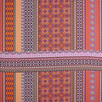 Viscose imprimée ethnique à rayures orange et violettes - Ribes y Casals