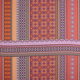 Viscose imprimée ethnique à rayures orange et violettes - Ribes y Casals
