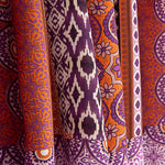 Viscose imprimée ethnique à rayures orange et violettes - Ribes y Casals