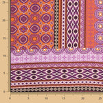 Viscose imprimée ethnique à rayures orange et violettes - Ribes y Casals