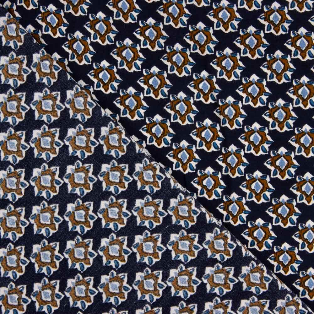 Viscose imprimée petites fleurs bleu marine - Ribes y Casals