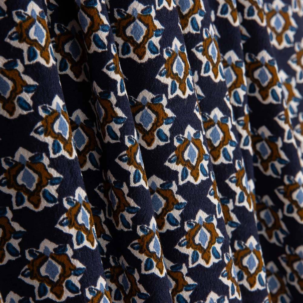 Viscose imprimée petites fleurs bleu marine - Ribes y Casals