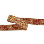 Galon tissu métallisé doré et grenat Réf. 463 – Largeur 25 mm - Ribes y Casals