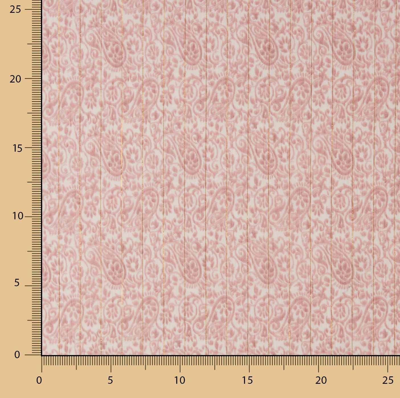 Gaze en polyester lurex imprimée cachemire rose - Ribes y Casals