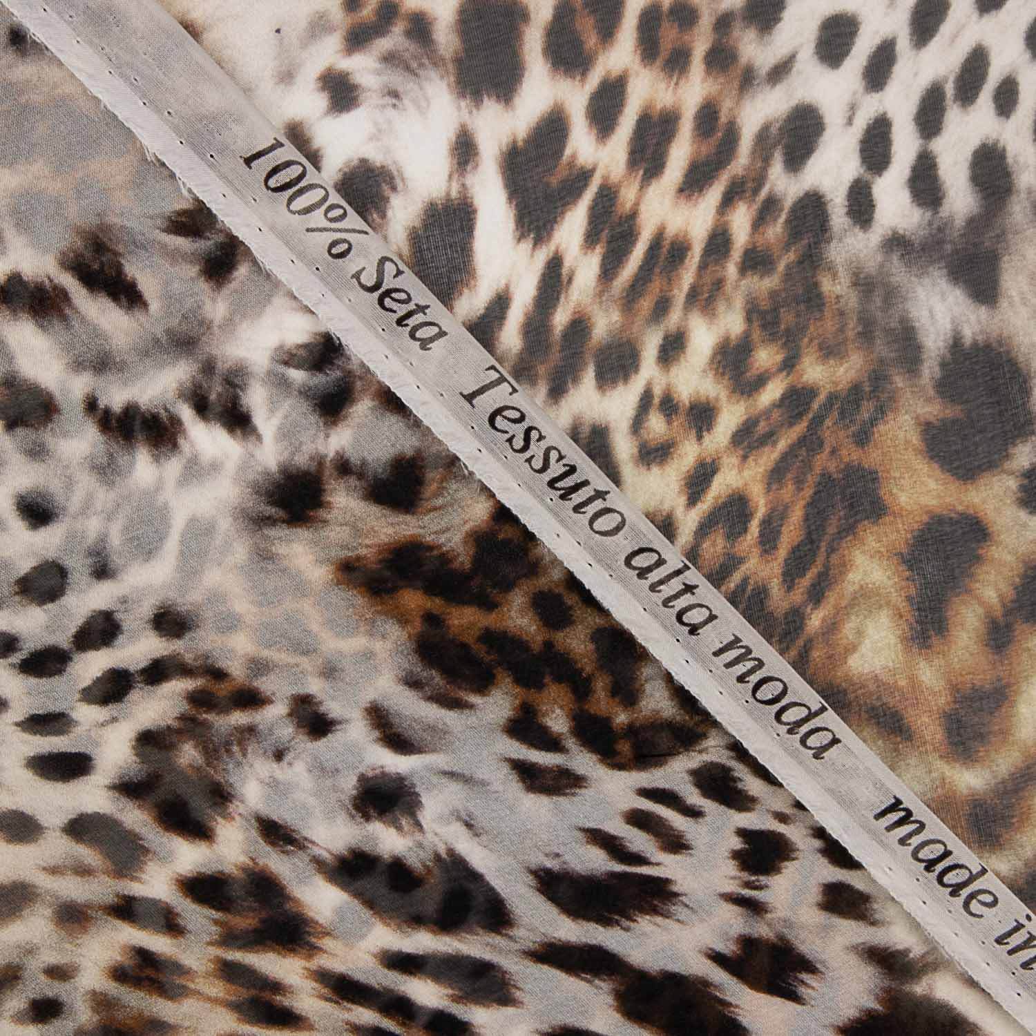 Gaze de soie naturelle Imprimé animal safari - Ribes y Casals