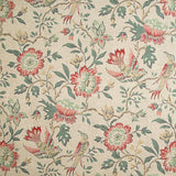 Toile de coton effet tissu de lin, motifs vintage fleuris et d'oiseaux - Ribes y Casals