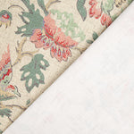Toile de coton effet tissu de lin, motifs vintage fleuris et d'oiseaux - Ribes y Casals